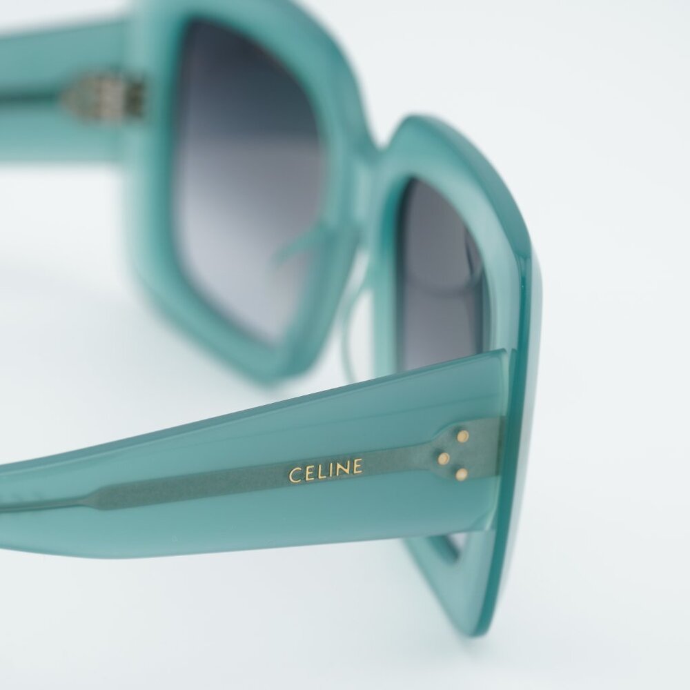 Celine CL40263I 93B Sunglasses Teal Square Frame, Grey Gradient Lenses - Picture 5 of 10